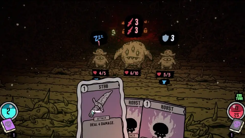 Shroom and Gloom dual-deck HUD — Combat and Explore piles